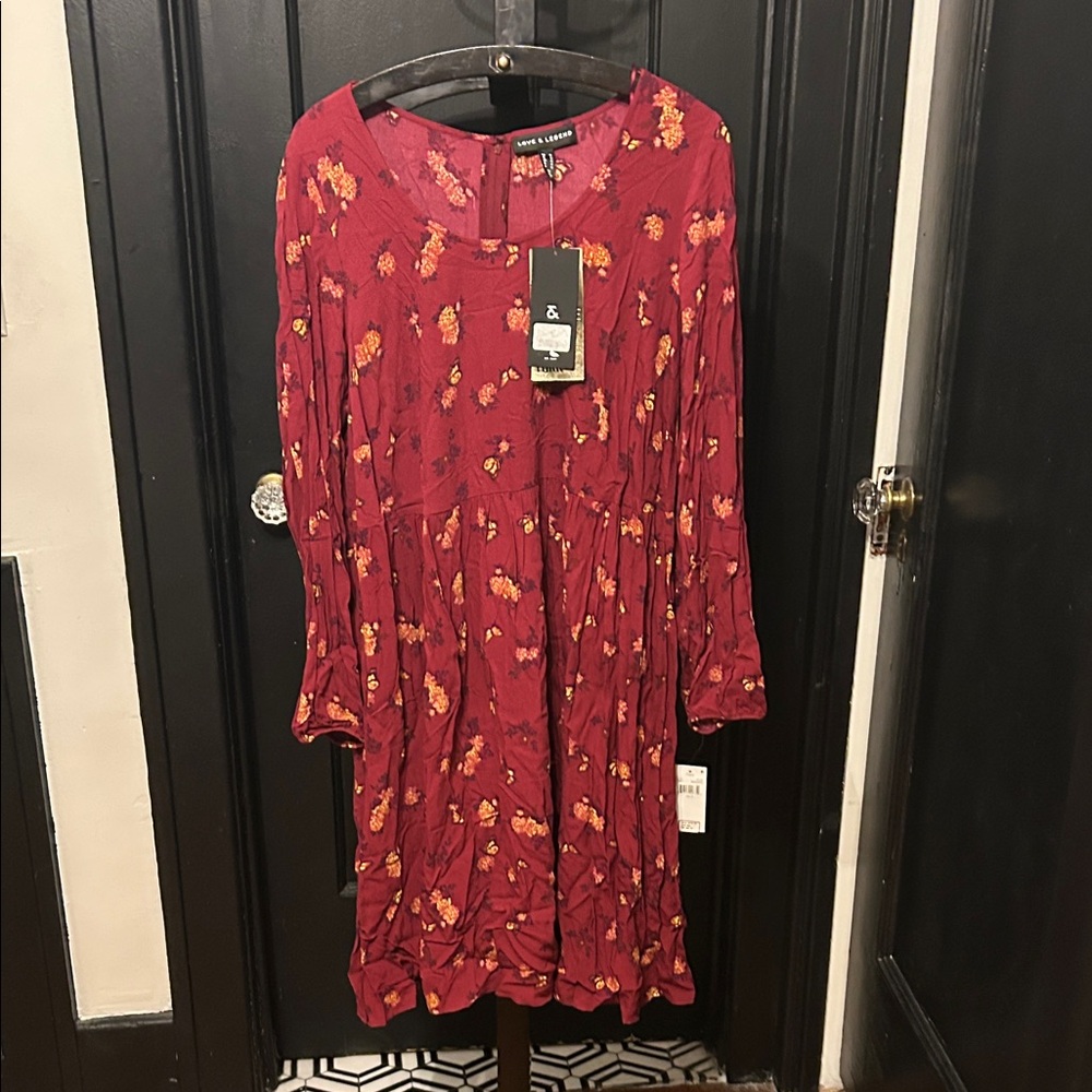 Love & Legend Red Floral Midi Dress